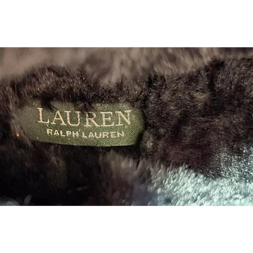 WOMEN'S LAUREN RALPH LAUREN LEATHER TIE ANKLE BOOTS LANESCOT FAUX FUR BLACK 10 B - Picture 11 of 12